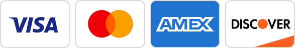 Visa, Mastercard, American Express and Discover accepted
