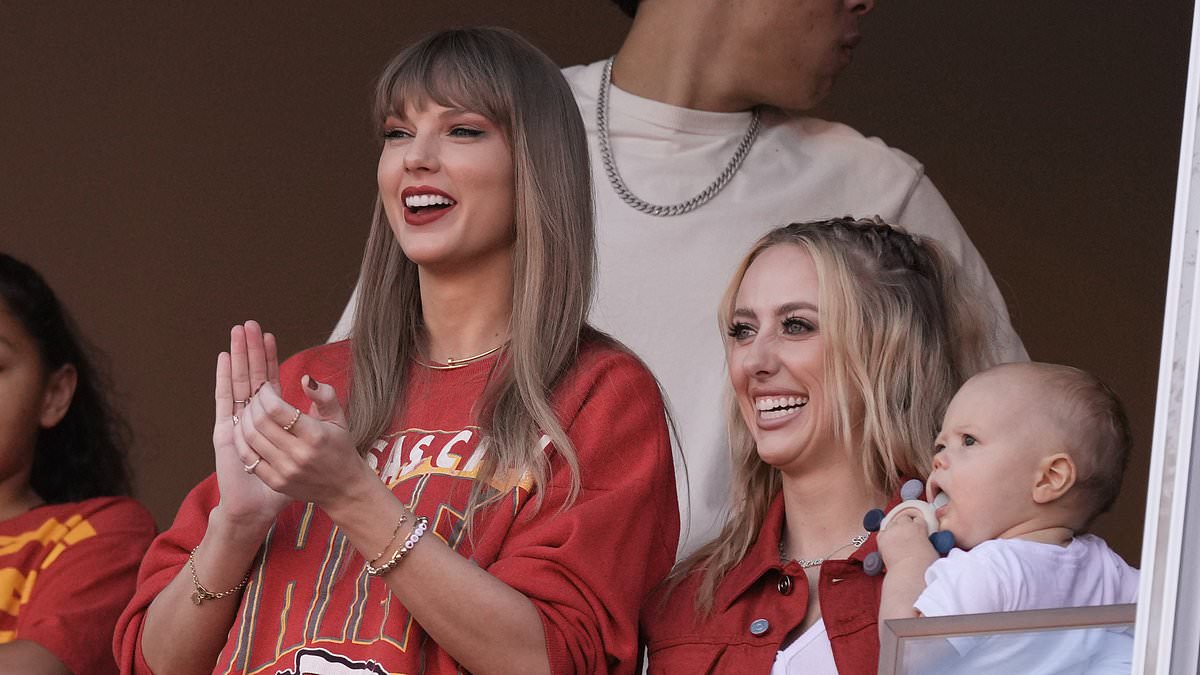 alert-–-taylor-swift:-travis-kelce’s-girlfriend-shakes-it-off-with-brittany-mahomes-to-celebrate-chiefs’-touchdown,-while-the-pop-star-gazes-adoringly-at-boyfriend-travis-kelce-during-chargers-game