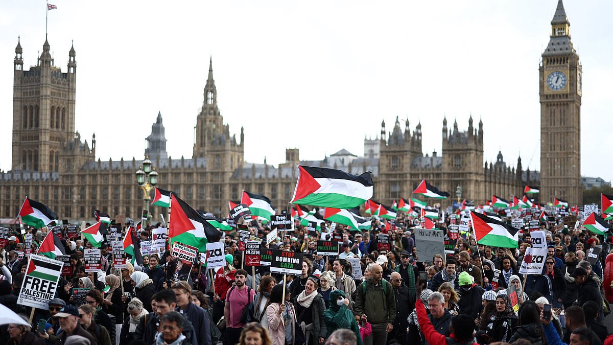 alert-–-london’s-day-of-protest:-dramatic-moment-police-arrest-man-‘for-attack-that-left-officer-in-hospital’-at-pro-palestinian-march-in-london-–-as-hundreds-of-demonstrators-stage-sit-in-at-waterloo