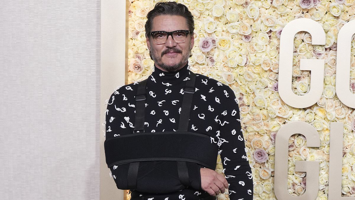 alert-–-golden-globes-2024:-pedro-pascal-attends-the-awards-ceremony-with-his-arm-in-a-sling-due-to-mystery-injury-as-he’s-nominated-for-the-last-of-us