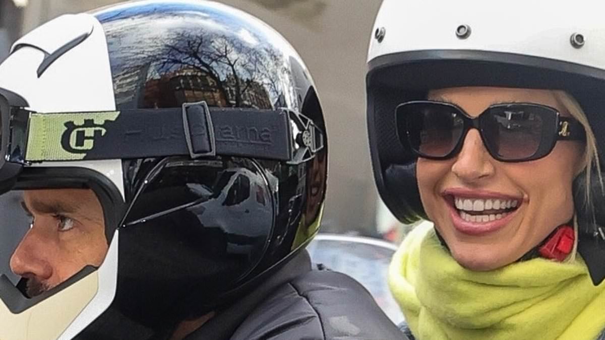 alert-–-vogue-and-spencer-matthews-can’t-stop-giggling-as-they-head-off-on-a -motorbike-after-leaving-radio-studios-–-after-the-mic-star-opened-up-about-his-‘serious-drinking-problem’