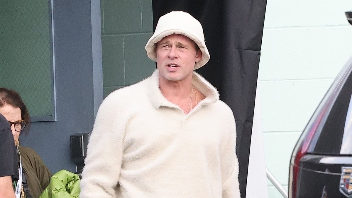alert-–-brad-pitt-goes-gen-z!-actor,-60,-cuts-a-youthful-figure-dressed-in-fluffy-outfit-with-padded-bucket-hat-and-a-pair-of-crocs-–-while-stepping-out-in-florida