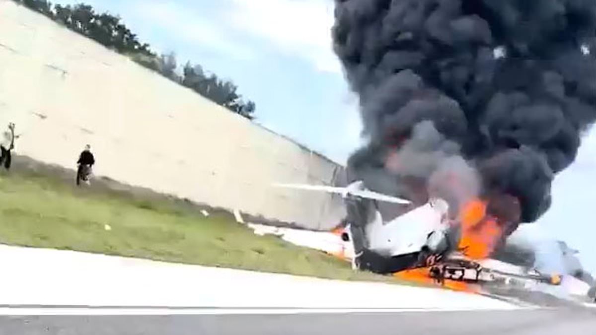 alert-–-heartstopping-moment-three-survivors-run-from-exploding-private-jet-that-crashed-on-florida-freeway,-as-two-killed-are-identified-as-pilot,-50,-and-his-co-pilot