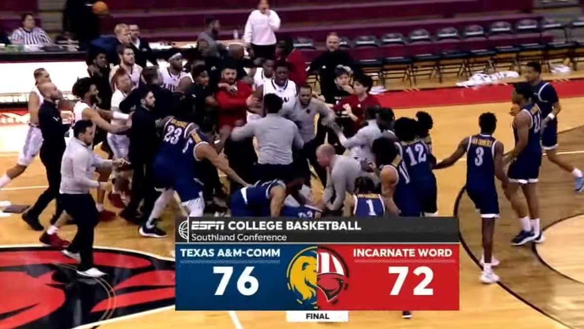 alert-–-wild-brawl-breaks-out-after-texas-a&m-commerce-vs-incarnate-word-game…-punches-are-thrown-as-postgame-handshakes-descend-into-chaos