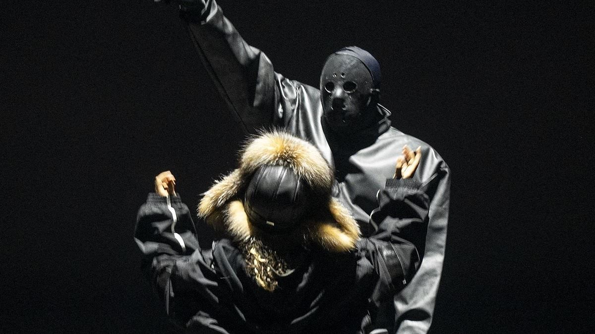 alert-–-kanye-west-sports-halloween-style-hockey-mask-on-stage-with-daughter-north,-10,-as-she-is-named-as-one-of-the-youngest-billboard-stars-ever-amid-claims-he-couldn’t-get-a-gig-for-a-year
