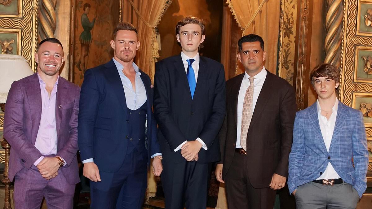 alert-–-trump-towers:-6’7-barron,-18,-is-his-father’s-doppelganger-as-he-stands-head-and-shoulders-above-mar-a-lago-guests-while-posing-for-a-photo