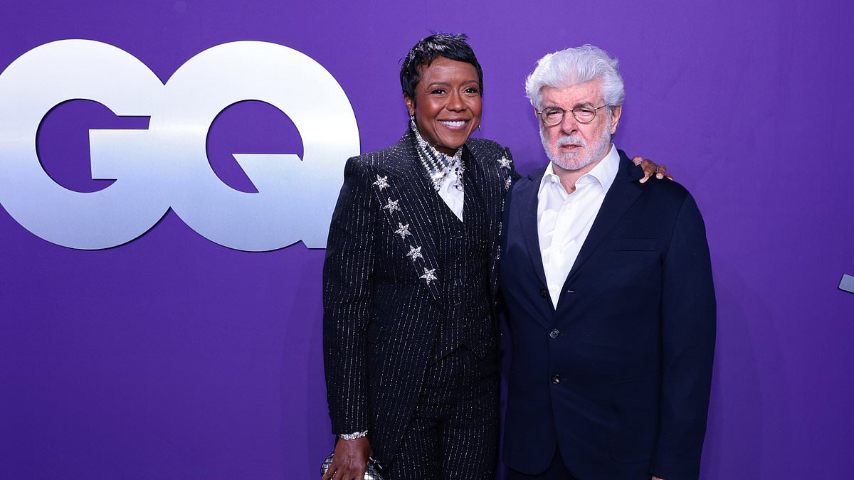 alert-–-george-lucas,-79,-looks-classy-in-black-suit-as-he-is-joined-by-wife-mellody-hobson,-55, -on-rare-red-carpet-appearance-at-gq-global-creativity-awards-in-nyc