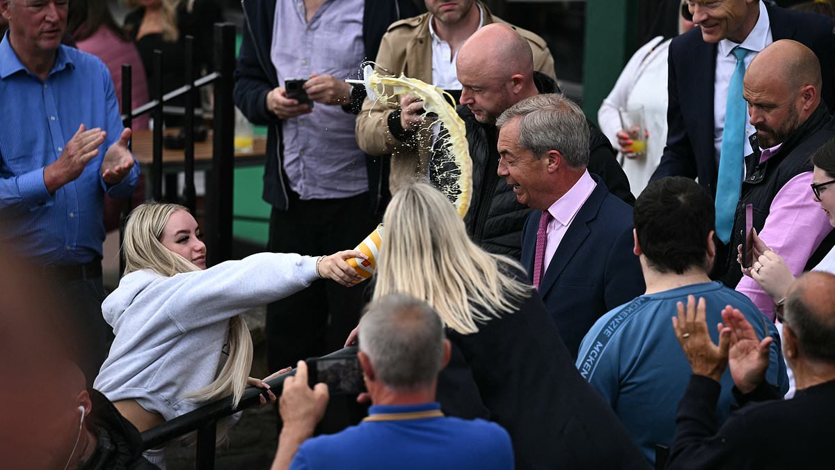 alert-–-not-everyone-in-clacton-is-a-fan,-nigel!-farage-is-splattered-with-milkshake-as-he-launches-campaign-to-become-reform-mp-in-britain’s-‘most-patriotic-town’-–-warning-tories-will-pay-for-‘betraying’-brexit-voters