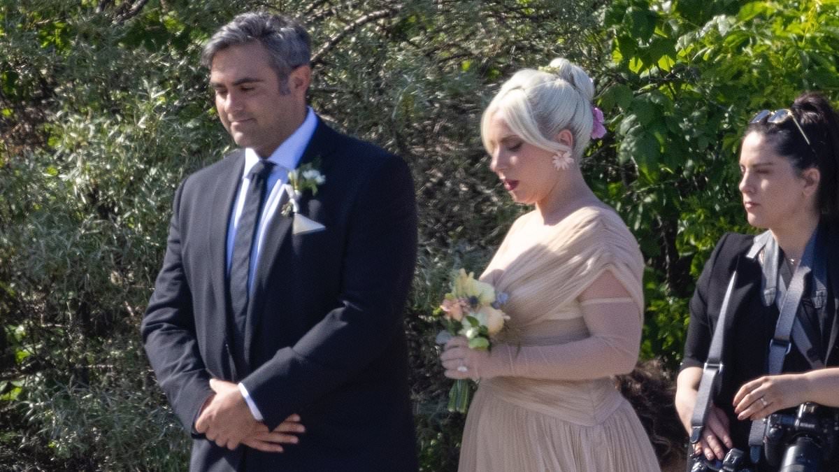 alert-–-lady-gaga-takes-on-bridesmaid-duties-in-a-peach-gown-after-showing-off-her-curves-in-a-tight-lbd-as-she-attends-sister’s-wedding-with-boyfriend-michael-polansky-–-after-breaking-her-silence-on-pregnancy-rumours