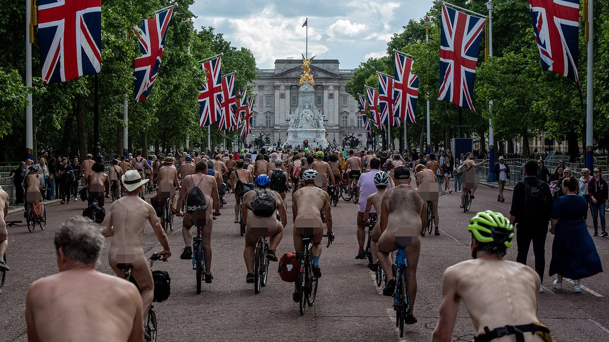 alert-–-the-bare-cheek-of-it!-hundreds-of-nude-cyclists-descend-upon-buckingham-palace-for-the-20th-world-naked-bike-ride-(with-only-a-few-wearing-helmets)