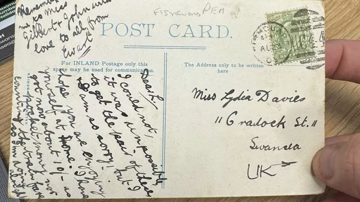 alert-–-talk-about-snail-mail!-building-society-staff-find-black-and-white-postcard-sent-121-years-ago-in-their-letterbox