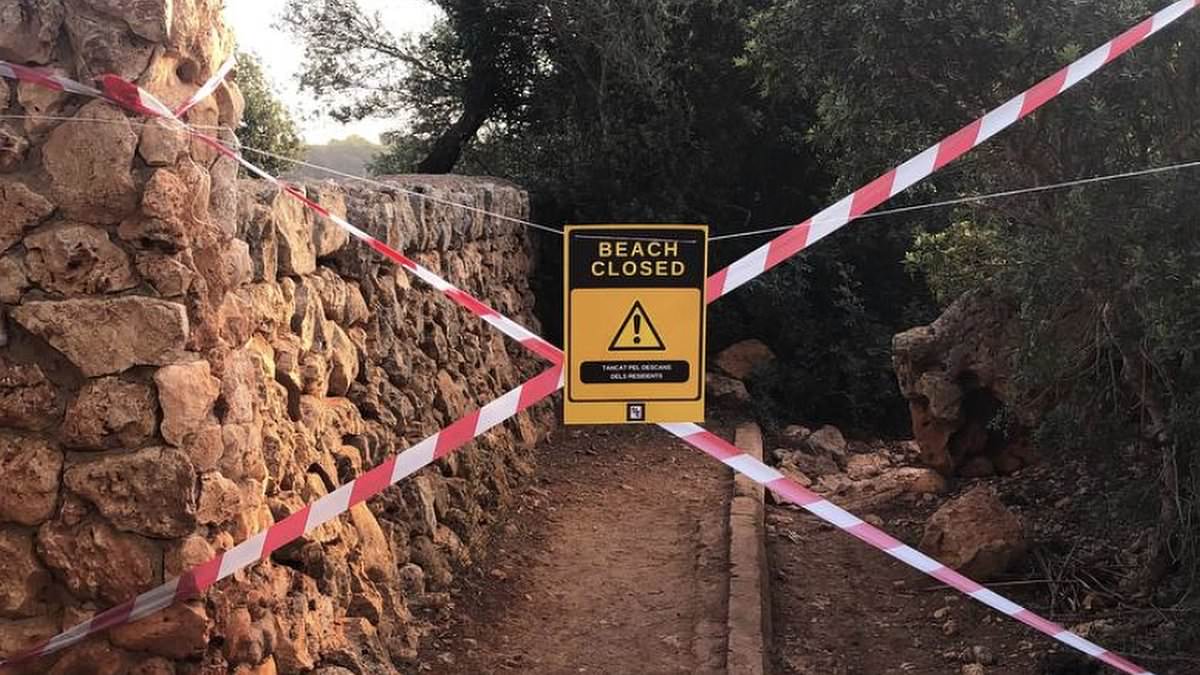 alert-–-anti-tourism-activists-put-up-fake-closure-signs-at-majorca-beaches-to-put-off-holidaymakers-while-villagers-spark-traffic-chaos-with-go-slow-walks-over-zebra-crossing-in-separate-protest