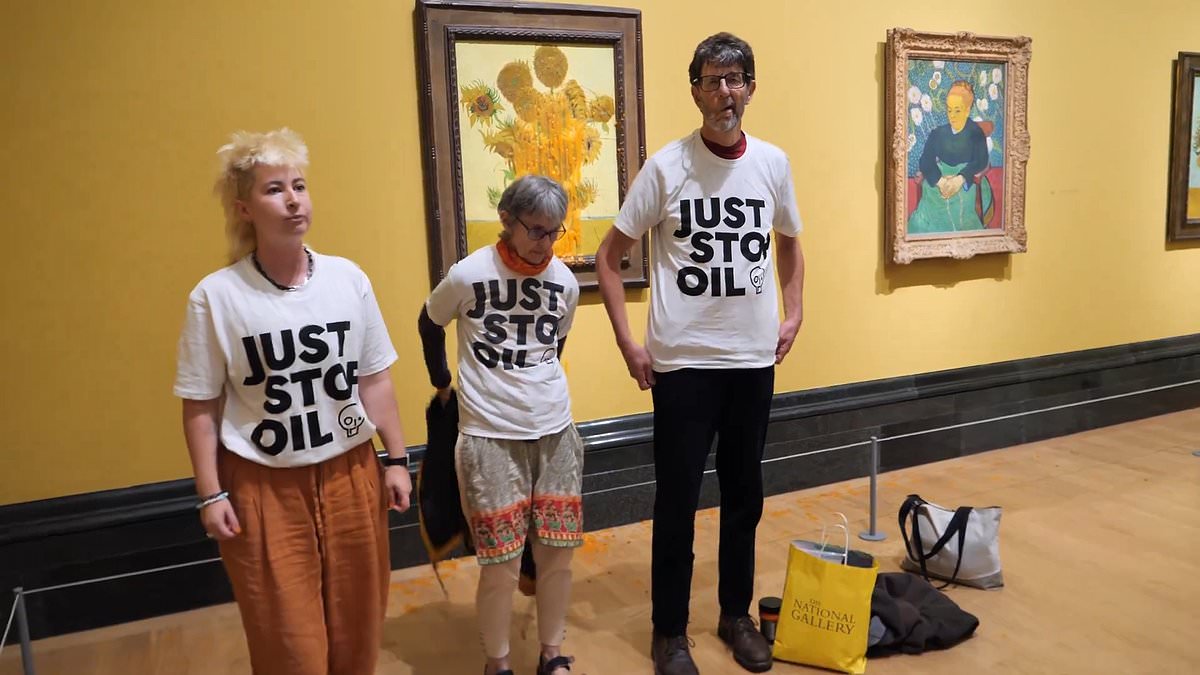 alert-–-gogh-their-heads!-just-stop-oil-protest-against-fellow-activists-being-jailed-for-hurling-soup-on-vincent-van-gogh’s-sunflowers…-by-throwing-soup-on-his-masterpiece-in-gallery-again