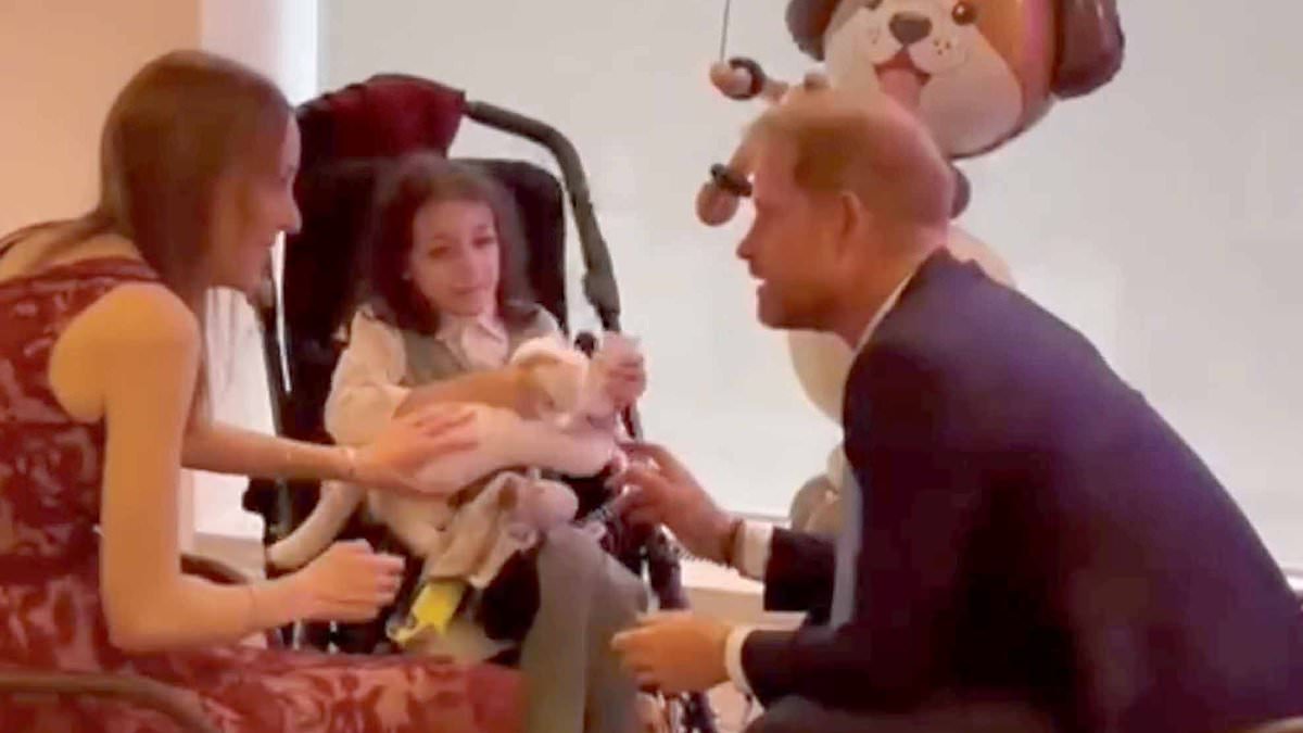 alert-–-prince-harry-meets-with-ill-children-at-wellchild-awards:-duke-is-filmed-chatting-with-youngsters-as-he-makes-rare-visit-to-the-uk-without-meghan-while-king-is-in-scotland