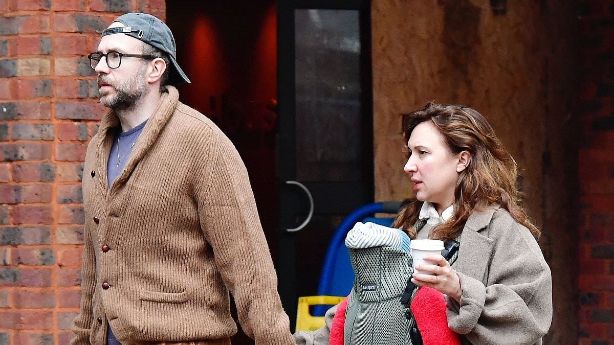 alert-–-rafe-spall-and-partner-esther-smith-are-very-inch-the-doting-parents-as-they’re-seen-with-their-new-baby-for-the-first-time-during-family-outing