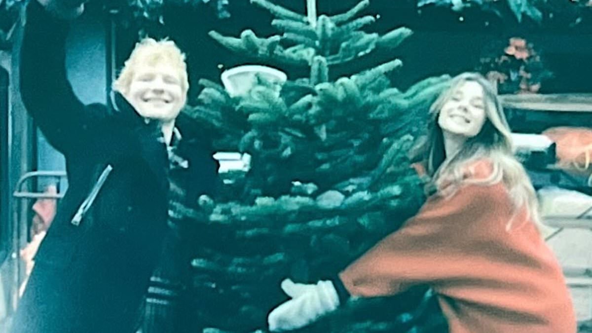 alert-–-ed-sheeran-larks-around-with-bridgerton’s-claudia-jessie-in-snaps-from-his-new-christmas-music-video-–-as-he-drops-festive-song-to-rival-band-aid-40-amid-permission-drama