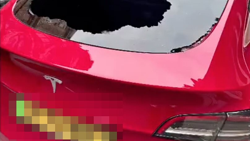 alert-–-tesla-records-moment-masked-cyclist-smashes-its-back-window-to-steal-1,000-stone-island-jacket-the-owner-had-just-bought-from-harrods