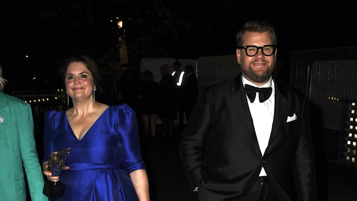 alert-–-james-corden-carries-pal-ruth-jones’-shoes-while-claudia-winkleman-kicks-off-her-heels-as-they-lead-the-stars-leaving-the-bafta-tv-awards