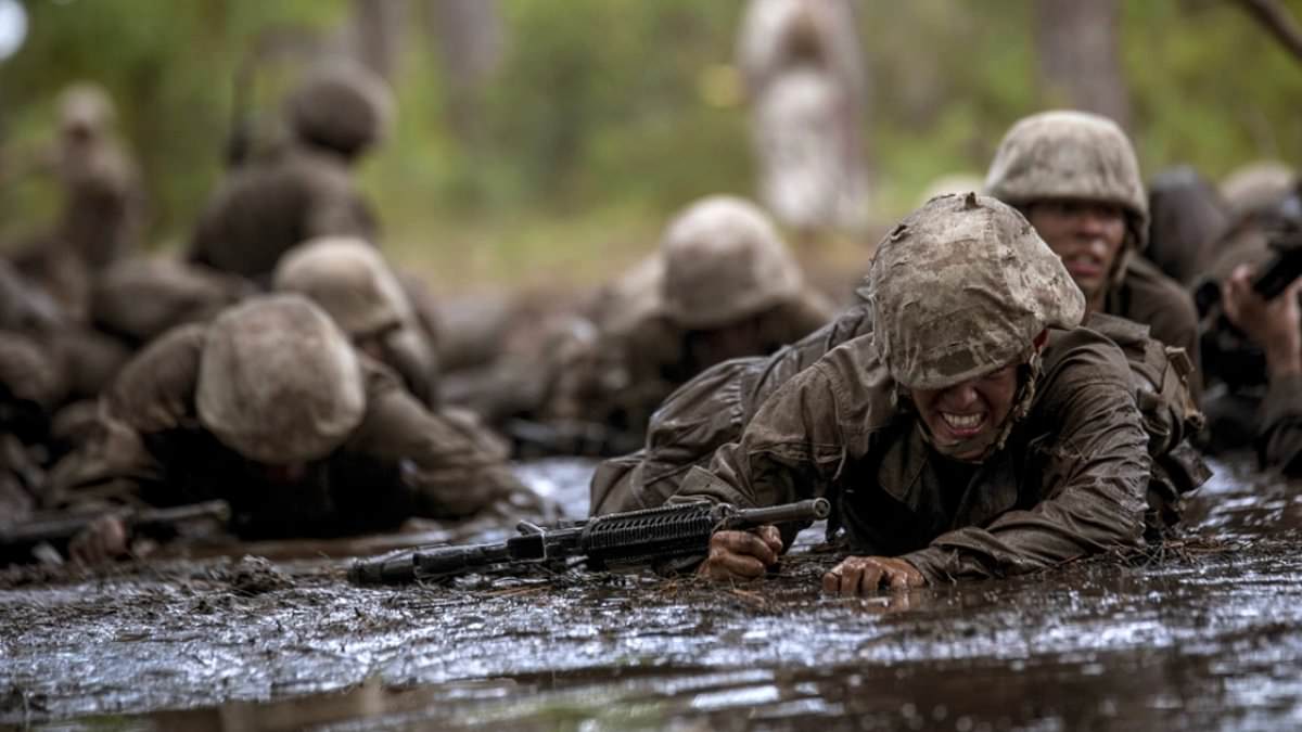 alert-–-four-hundred-rookie-marines-made-to-do-gruelling-‘mud-run’-after-around-a-dozen-fellow-recruits-are-caught-stealing-from-the-camp’s-self-service-canteen